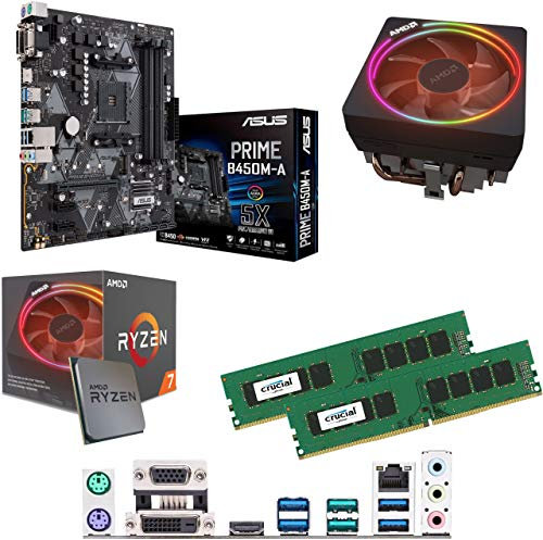 Components4All AMD Ryzen 7 2700X 3.7GHz (Turbo 4.3GHz) Eight Core Sixteen Thread CPU, ASUS Prime B450M-A Motherboard & 8GB 2400MHz Crucial DDR4 RAM Pre-Built Bundle