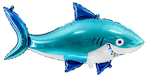 Folienballon Hai 92x48cm für Helium geeignet Luftballon Kindergeburtstag Schulanfang blau