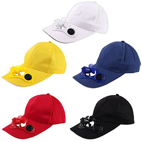 Fan Hat Solar Powered Fan Caps Cooling Fan Baseball Cap with Solar Panel Creating Breezes to Cool Face in Hot Sun for Fishing Summer Outdoor (30 * 20 * 12 cm, Yellow)