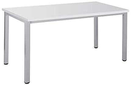 Bürotisch Schreibtisch Besprechungstisch graues Tischgestell quadratische Beine | PC-Tisch Arbeitstisch Konferenztisch Computertisch Homeoffice-Tisch Businesstisch, Weiß, 180 x 80 x 77,5 cm