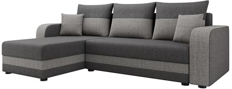 Mirjan24 Ecksofa Nolatio, Eckcouch, L-Form Couch für Wohnzimmer, Sofa mit Bettkasten und Schlaffunktion, Ottomane Universal, 3 Sitzer Polsterecke mit Bettfunktion (Lux 6 + Lux 5)