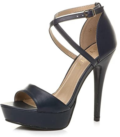 AJVANI Platform high heel peeptoe cross over strappy shoes size 4 37