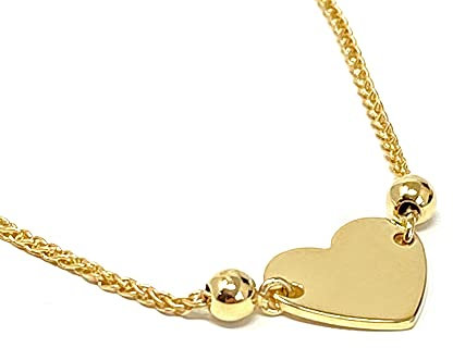 Strictly Gifts Femmes 24ct Plaqué Or Uni Plat Coeur Glissant Réglable Cordon Bracelet