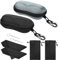 MoKo Eva Brillenetui, 2 Pack Universal Halbhart Brillen Case mit Metallhaken Mini Schraubendreher Tragbare Kratzfeste Brillenorganizer Brillenaufbewahrung für Sonnenbrillen Lesebrille, Schwarz+Grau
