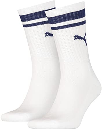 PUMA Damen Crew Heritage Stripe 2p Unisex Socken (2er Pack)