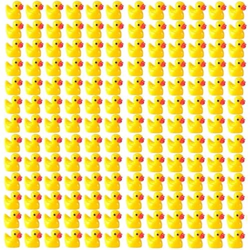 Gobesty Mini Harzente Ente, 200 Stück Tiny Ducks, Mini Ducks Harz, Tierfiguren Landschaft Figuren Ornament Garten Dollhouse Dekoration Für Weihnachten Zubehör für DIY Potting Micro Dekorationen, Gelbe