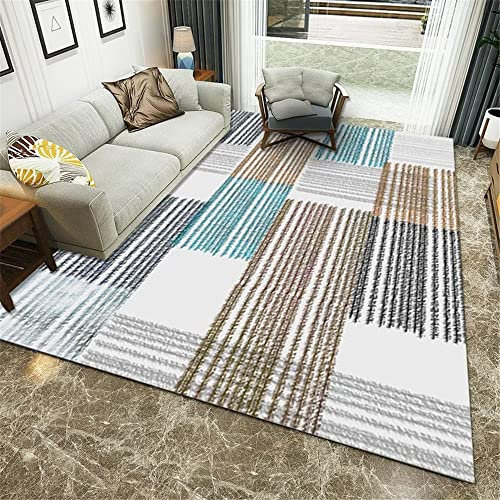 DJHWWD Teppich Rund Wohnzimmer blau Auto teppiche Kinderteppiche Mädchen Salonteppich Blau Gestreiftes Rechteck Moderner Büroteppich Schön 80X120CM webteppich terrassen deko