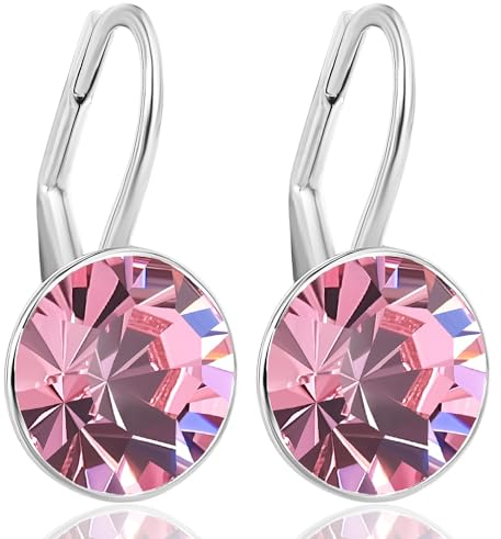 Ohrringe für Damen 925 Sterling Silber Hellrosa Kristall Klappverschluss NOBEL SCHMUCK
