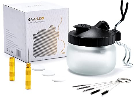 Gaahleri Airbrush Cleaning Kit, 5 Brushes, 1 Needle, 3 Filters, Holder & Pot, White, Plastic, Handheld