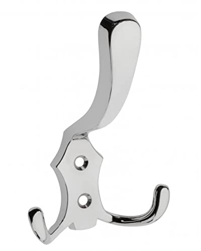 MS Beschläge zeitlos schöner Kleiderhaken Wandhaken Garderobenhaken Huthaken Türhaken Mantelhaken aus Zamak Garderobenzubehör Metallhaken (Chrom glänzend)