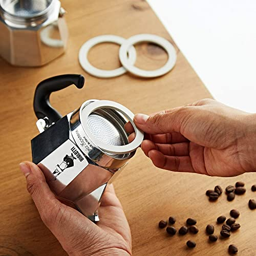 Sicignano | Set di Ricambio per Caffettiera, Include 3 Guarnizioni, 1 Filtro, Bianco Argento - Compatibili con Moka, Morenita, Break, Dama, Venus, Junior (1 Tazza)