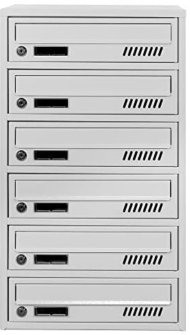 Cassette postali con fissaggio a parete EURO GLM 6 RAL 7035 cassetta postale condominiale Depot 6 con 6 alloggi, cassetta delle lettere