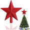 Albero di Natale Scintillante Topper, Puntale per albero di Natale a forma di stella, 20 cm Cima dell'Albero Stella, Puntale per Albero di Natale, Per decorazioni festive, casa, Rosso