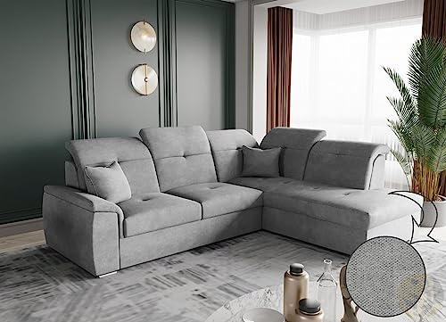 LENART FRIDERIK-EU - Ecksofa mit schlaffunktion und bettkasten [ Rechts - Grau ] Wohnzimmer Möbel, Sofas & Couches, Eckcouch, Eckcouch mit schlaffunktion, Schlafsofa mit bettkasten