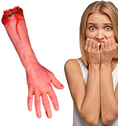 Visiblurry Fausse Main coupée effrayante, Scary Fake Bloody Broken Severed Hand, Mains du Bras Humain Parties du Corps Mort sanglantes, Parties du Corps cassées à la Main coupées et effrayantes, Faux