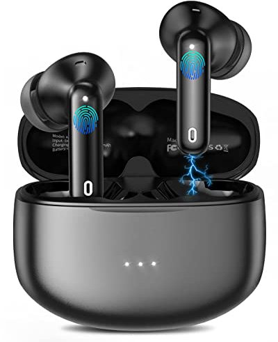 XIAOWTEK Wireless Earbuds, 50Hrs Playback Bluetooth Headphones in Ear with Mic, Touch Control HiFi Stereo Noise Cancelling Earbuds, IPX7 Waterproof Sports Wireless Headphones for Android/iOS