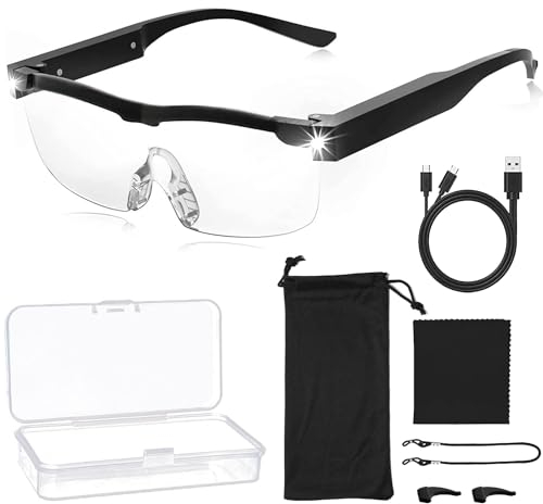 Lupenbrille Mit Licht Per USB,Lupenbrille Für Brillenträger,Vergrößerungsbrille,Vergrößerungsbrille Mit Licht,Vergrößerungsbrille Mit Led,Lupenbrille Mit Licht Testsieger,Lupenbrille 300% Led