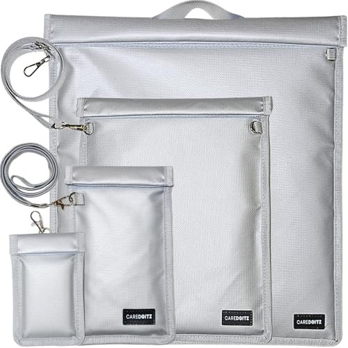 Faraday 4 Packungen große Faraday-Taschen für Telefon & Laptop & Tablet & Schlüssel, Faraday-Schlüsselschutz, Faraday-Käfig mit Gurt, RFID-blockierend, Anti-Diebstahl, Tasche mit Tragegriff