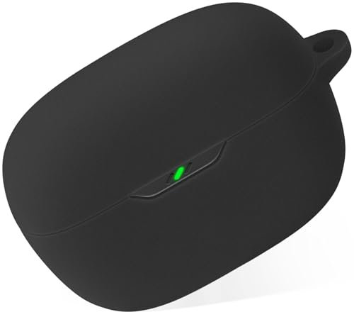 Geiomoo Silicone Case for JBL Vibe Beam 2, JBL Vibe Beam, JBL Vibe 200TWS, Protective Cover with Carabiner (Black)