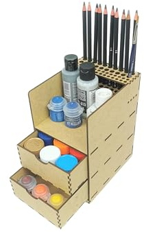 HobbyHold Organizador de maquetas con 2 cajones, soporte compacto para herramientas y colores, modelo estantería de color, estantería de color para manualidades, estante de pintura, organizador de