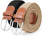 Yangbaga Stretchgürtel 2pcs Beige+Schwarz pro 125cm, Damen/Herren komfortabler elastischer geflochtener Stretch Gürtel für Damen und Herren