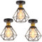 TOKIUS Lot de 3 Plafonniers Industrielles Vintages Lustres Suspensions Rétro E27 Douille Laiton Design Métal Cage Ø160mm Luminaire éclairage Pour Salon Cuisine Chambre