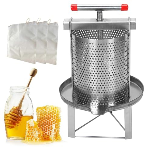 Honigpresse, Edelstahl Honigpresser, 10L Manuelle Honigschleuder Mit 3 Honigfiltern, Bienenwachs-Extraktor, Haushaltshandbuch Honigpresse Wachspresse Bienenzucht Werkzeug Für Honig, , Öldruckentwä
