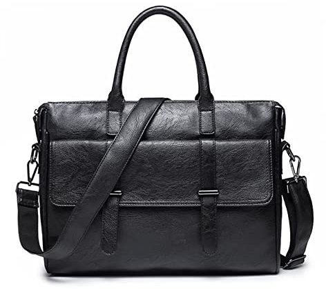 CHDWEY Cartella per Uomo Men Briefcase Bag Men Genuine Leather Laptop Bag Business Tote for Document Office Portable Laptop Shoulder Bag