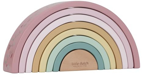 Little Dutch Regenbogenbauklötze - Fairy Garden Rosa, Fördert die Feinmotorik und Kreativität, Ab 12 Monate