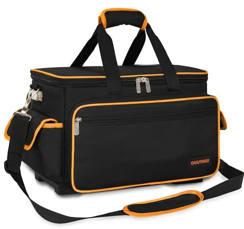 OUUTMEE Borsa porta attrezzi con fondo morbido e impermeabile, grande organizer per attrezzi con tasche multiple e tracolla regolabile 32 x 27 x 25 cm