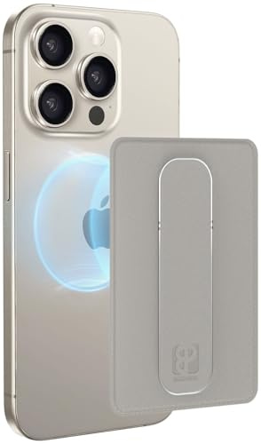 AMAYO - Magnetisch Handy Wallet Kartenhalter für MagSafe Wallet mit Fingerhalter - Kartenetui Telefon-Geldbörse Fingerhalterung Halter Ständer Griff - Halterung für iPhone Zubehör Hülle Case (Beige)