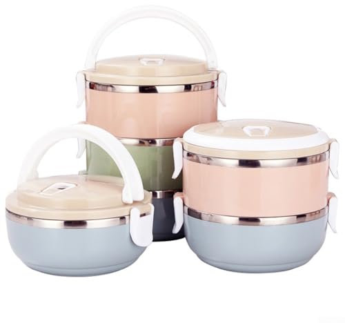 CNANRNANC Solución personalizable de almacenamiento de alimentos con caja de acero inoxidable multicapa (3 capas)