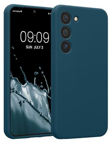 kwmobile Custodia Compatibile con Samsung Galaxy S23 Cover - Back Case per Smartphone in Silicone TPU - Protezione Gommata - petrolio matt