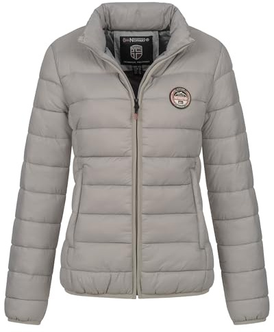 Geographical Norway Winter Jacke Steppjacke Parka Stehkragen Outdoor Leicht und warm, Farbe:Hellgrau, Größe:S (36)