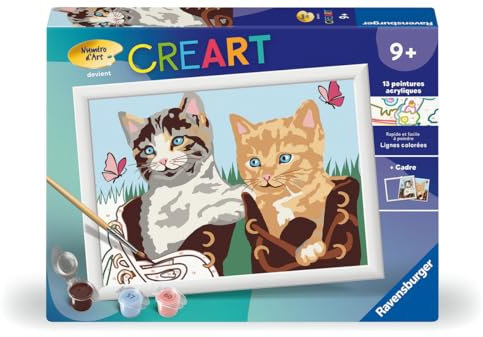Ravensburger - CreArt Kids 18x24 cm - Numéro d'art - Chatons et Chaussures - Kit de Peinture par numéros - Dès 7 Ans - 25528