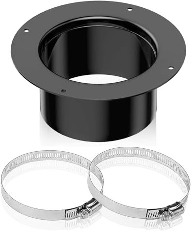 Flangia da Parete in Plastica, ABS Dritta per Sistemi di Ventilazione da 120 mm (con 2 Fascette Stringitubo), Flangia di Saldatura (per Tubo di Scarico, Aria Condizionata, Sistemi di Ventilazione)