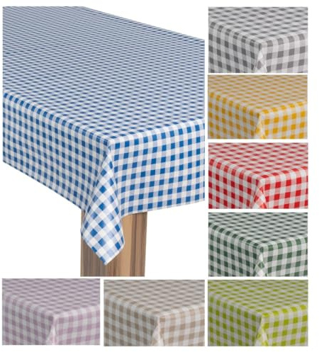laro Wachstuch-Tischdecke Wachstischdecke Gartentischdecke, Muster:Karo Kariert Blau Weiß, Größe:130x260
