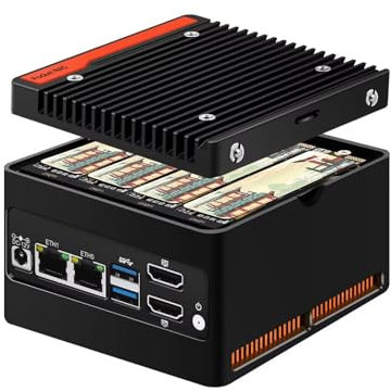PeeliCeeli 4 baies NAS Mini PC N150, 4 NVMe Micro NAS Server Desktop Computer, Dual 2.5GbE i226V Small Network Attached Storage with USB3.2, Support WiFi7, Barebone (NO RAM/SSD/OS)