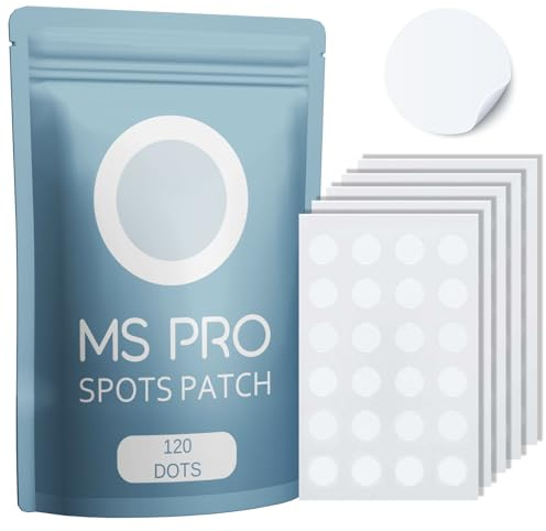 MS Pro Pimple Patches Hydrocolloid Acne Spot Treatment, Invisible Spot Dots for Face, Pimple Stickers for Breakouts, Zit Patches for Overnight Care, Fast Healing, Vegan & Cruelty-Free - 120Pcs