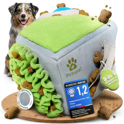 Petural® Sniffix - Der 8-in-1 Schnüffelwürfel | Intelligenzspielzeug für Hunde | interaktives Hundespielzeug | Hundespielzeug Intelligenz | Schnüffelball Hund | Hunde intelligenzspielzeug