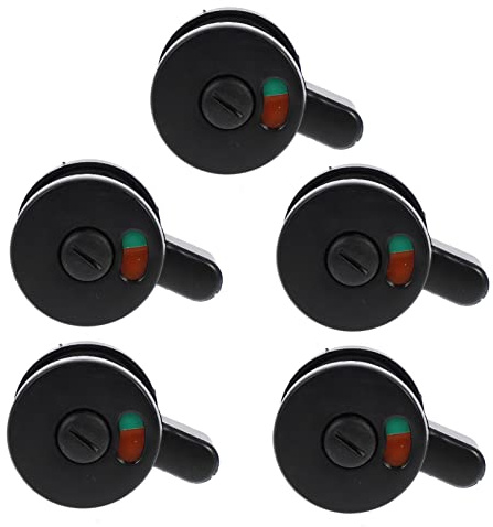 Veemoon 5pcs Plastic Public Toilet Partition Door Lock Privacy Indicator Lock for Cubicle Doors Easy Installation for Airports Stations Offices Malls Black
