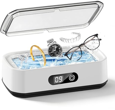Ultraschallreiniger 49 kHz, 650 ml Großkapazität, 360°-Allround-Reinigung, Ultraschallreinigungsgerät für Brillen, Zahnersatz, Schmuck und Make-up-Pinsel