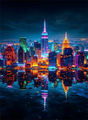 120 Teile - Puzzle Für Erwachsene,City Colored Nights - DIY-Puzzle,Kreative Unterhaltung, Spaß, Klassisches Puzzles Familienspiele