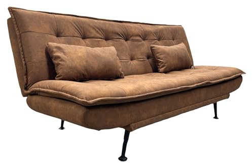Riess Ambiente Modernes Schlafsofa Jazz - 190cm - antik braun - Microfaser 3-Sitzer Couch Sofa Schlafcouch
