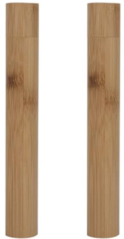 HOMSFOU Lot de 2 Boîtes à Brosses à Dents en Bambou Étui de Voyage Compact pour Brosse à Dents Électrique Rangement Hygiénique Portable Adapté aux Déplacements en Extérieur