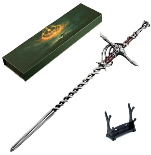 Wonsunte Elden Rings, Fire Knight's Greatsword Metallfigur 30 cm Mit Ständer, Fantasy-Sammelfigur, Schreibtischdekoration, Geschenkidee Für Gamer Und Sammler