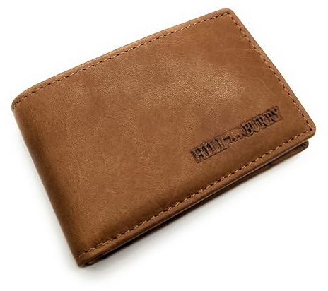 Lemasi Mini Geldbörse aus echtem Hunterleder – RFID Schutz – kompakte Leder Geldbörse mit Münzfach & Kartenfächern – minimalistisch & robust, 10x6,5 cm (Braun (gewachstes Rindleder))