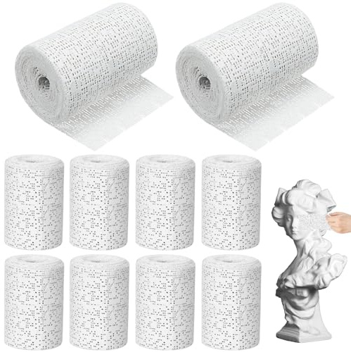 Plaster Bandages for Crafts, 10 Rolls - Plaster Rolls for Plaster Cast, Baby Belly & Model Making, Quick Drying & Easy to Shape, White Plaster Bandage for Masks and Craft Supplies, Plaster Bandage