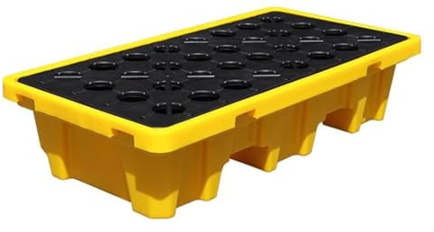XBTGS Palé industrial de contención de derrames, bandeja a prueba de fugas para derrames de aceite y productos químicos, diseño modular para un fácil montaje y almacenamiento, amarillo, 130 x 68 x 30