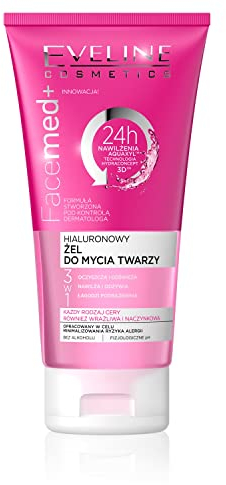 Eveline Cosmetics Facemed+ Hyaluron Reinigungs-Gel 3-in-1 mit D-Panthenol & Allantoin - Tiefenwirksamer Feuchtigkeitsspender & Revitalisierende Reinigung für empfindliche Haut, 150 ml